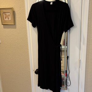 Old Navy Black Midi Wrap Dress